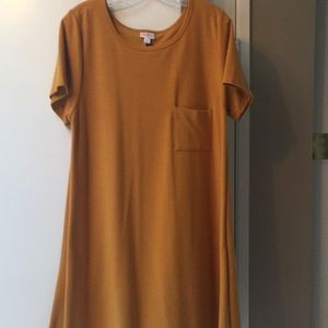 LuLaRoe Carly dress gold knit short sleeve XL